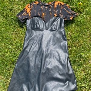 Zara Faux Leather Assymetrical Party Dress Black